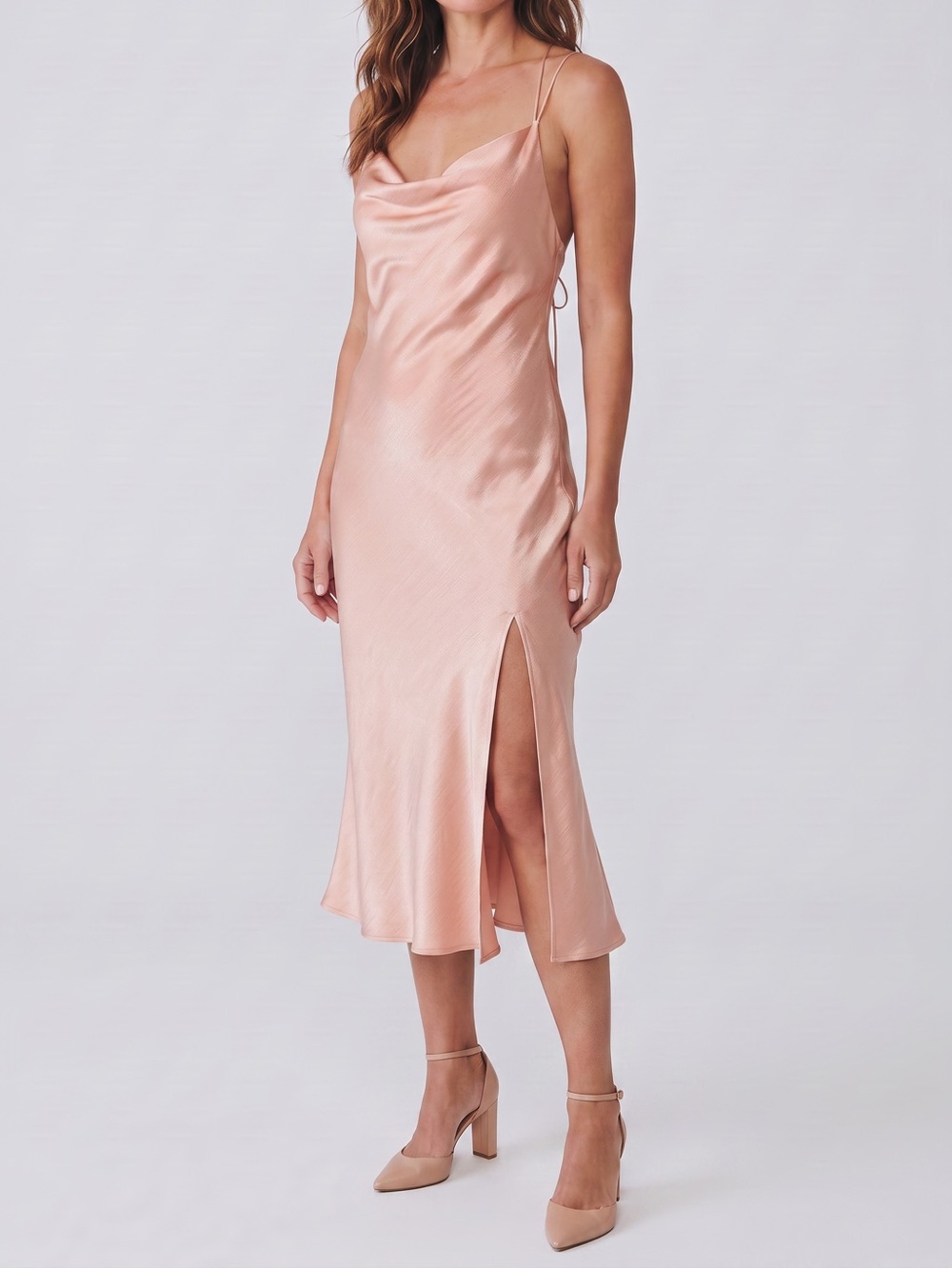 RESA Blush Pink Cowl-Neck Slip Maxi Dress